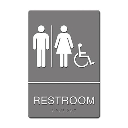 U. S. Stamp & Sign Headline, Ada Sign, Restroom/wheelchair Accessible Tactile Symbol, Molded Plastic, 6 X 9 4811